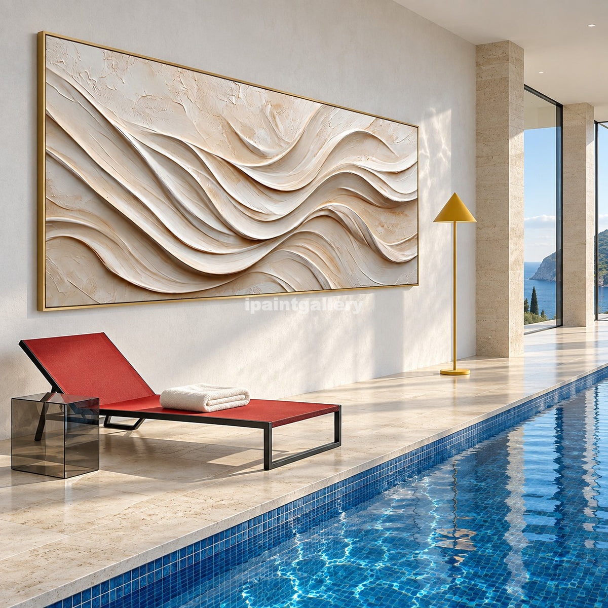 Ivory Crosscurrents – Cream Layered Abstract Wall Art#LT27