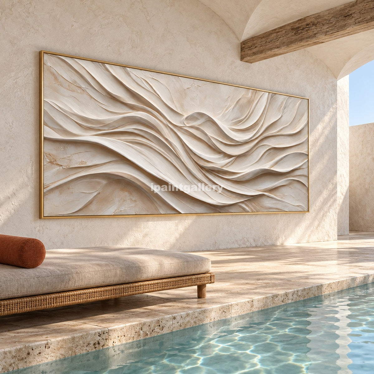 Ivory Vortex – Cream Layered Flow Abstract Wall Art#LT30
