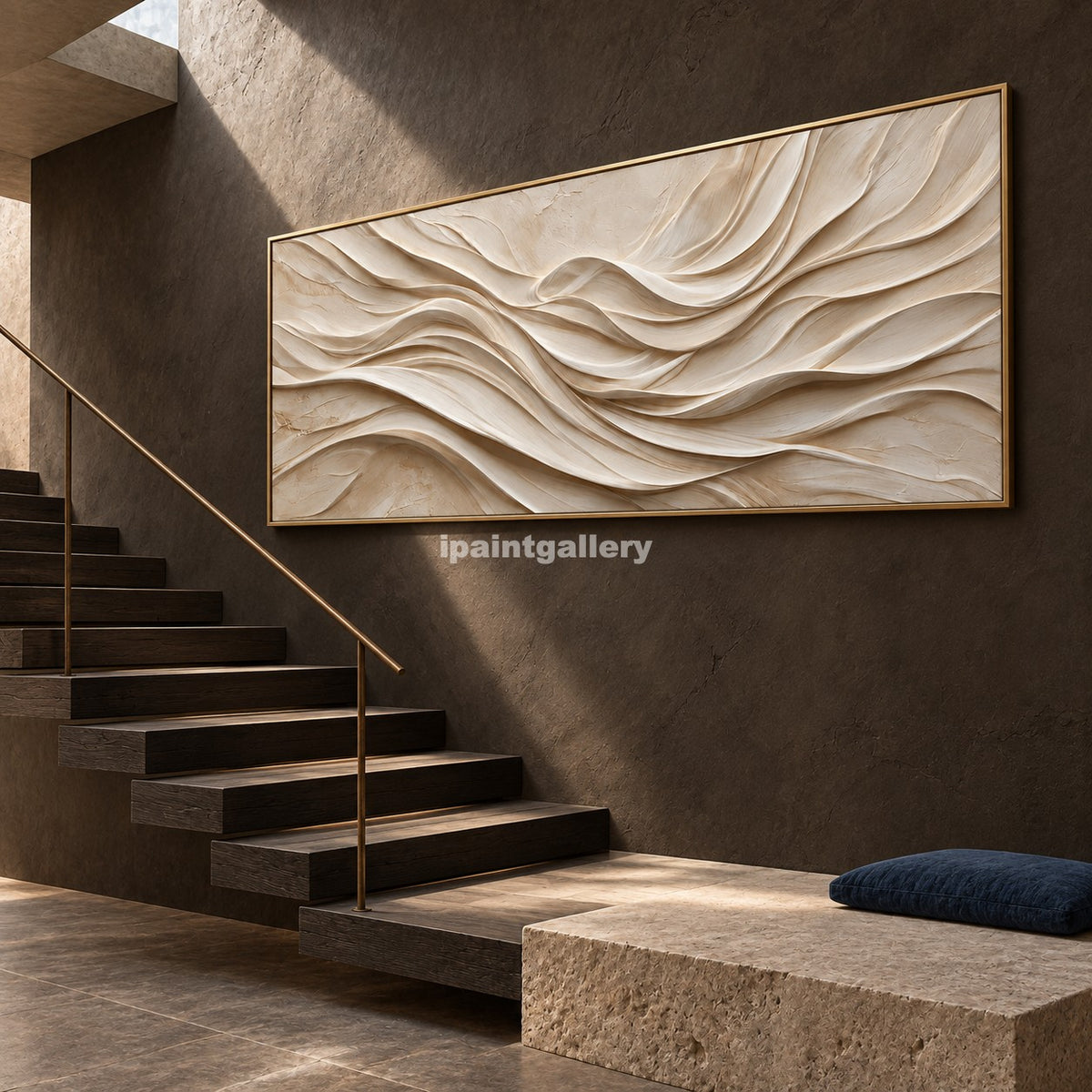 Ivory Vortex – Cream Layered Flow Abstract Wall Art#LT30