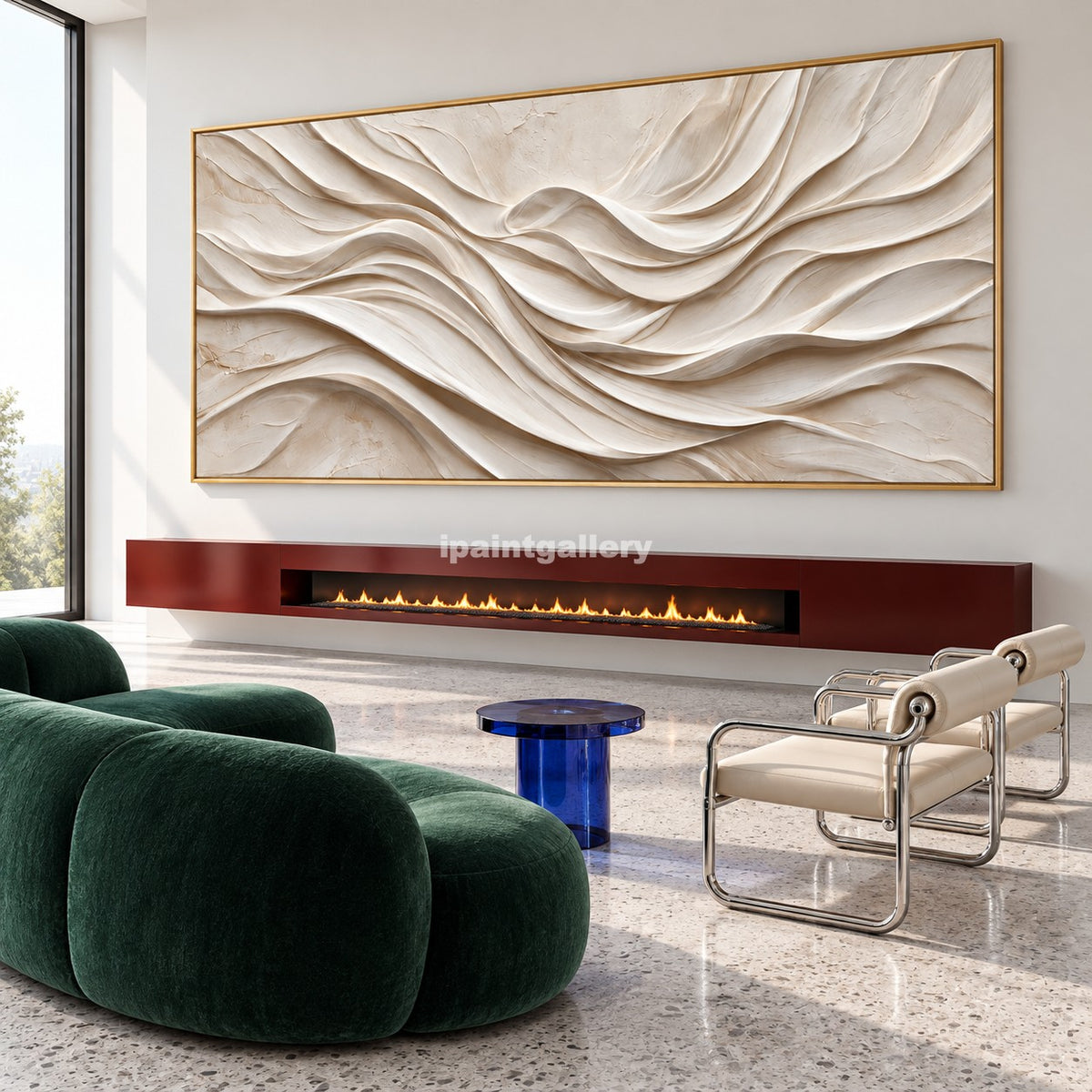 Ivory Vortex – Cream Layered Flow Abstract Wall Art#LT30