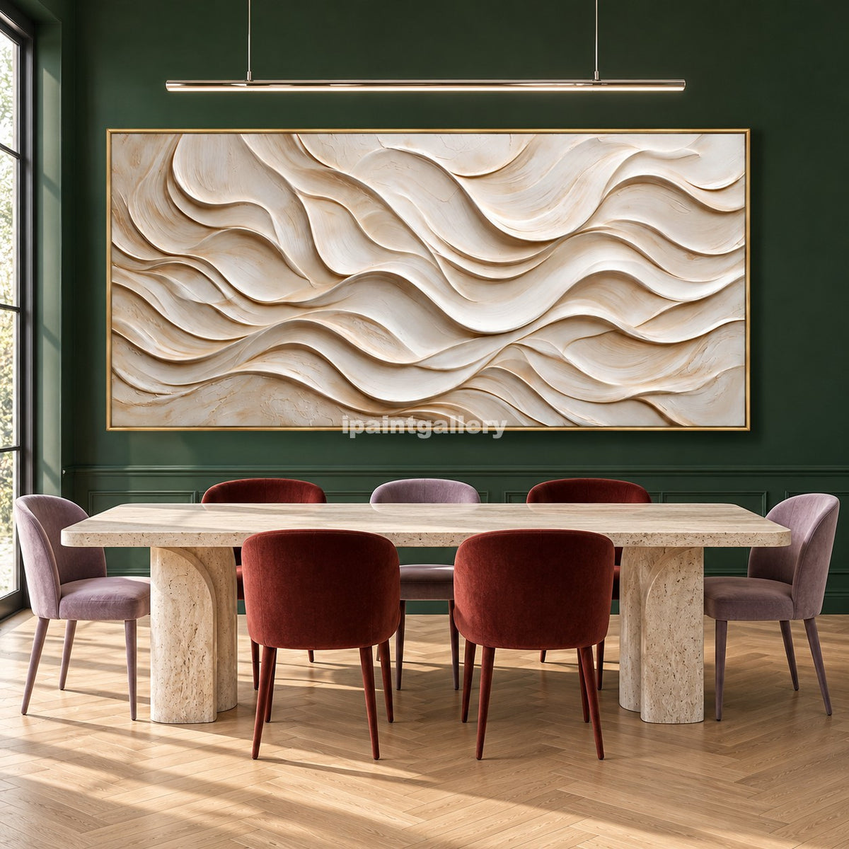Ivory Rhythm – Cream Layered Wave Wall Art#LT31
