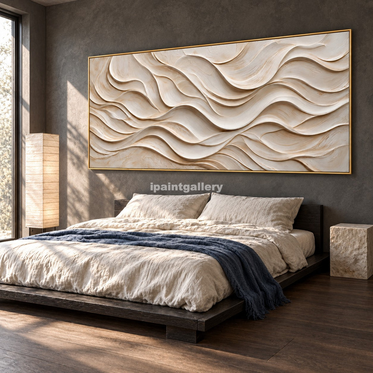 Ivory Rhythm – Cream Layered Wave Wall Art#LT31