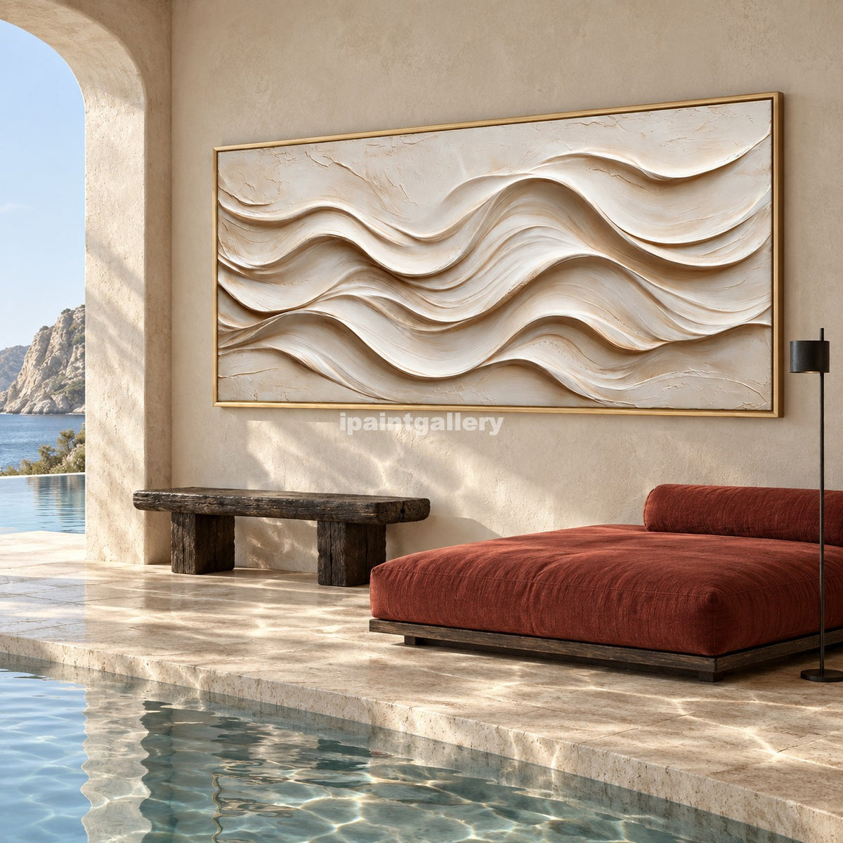 Ivory Swell – Cream Sculptural Wave Abstract Wall Art#LT32
