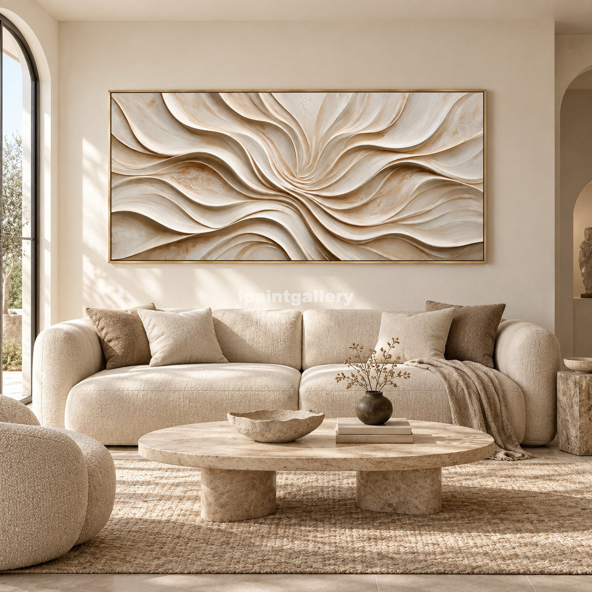 Ivory Bloom – Cream Sculptural Petal Abstract Wall Art#LT34