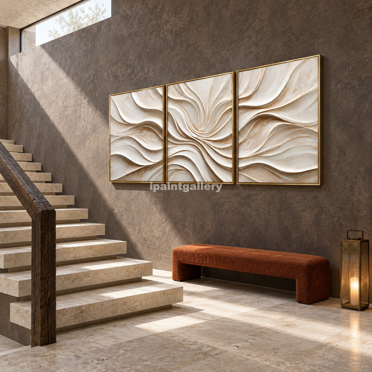 Ivory Bloom Triptych – Cream Sculptural Petal Wall Art Set#LT35