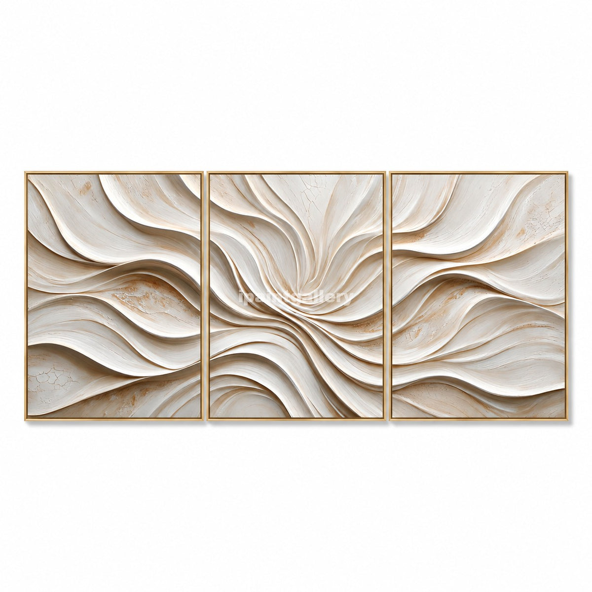 Ivory Bloom Triptych – Cream Sculptural Petal Wall Art Set#LT35