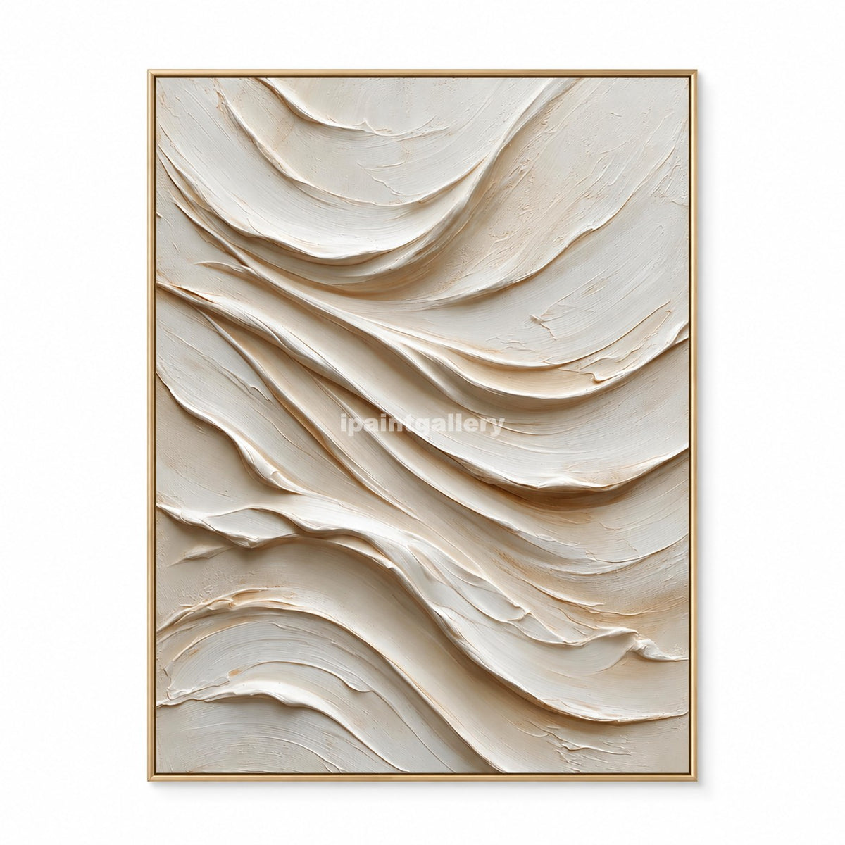 Ivory Cascade – Vertical Cream Textured Wall Art#LT37
