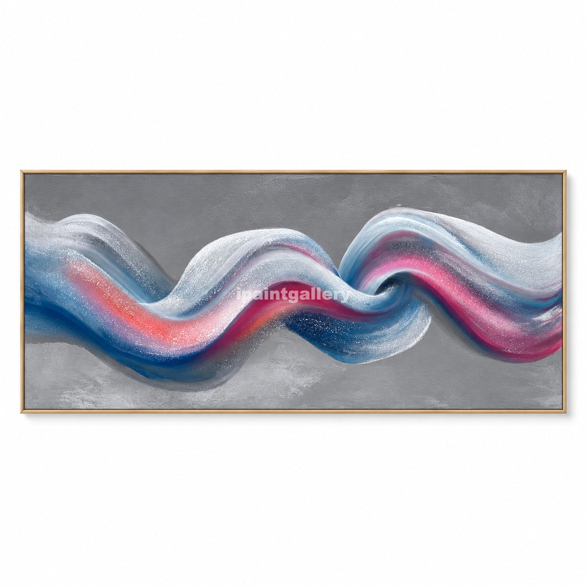 Chromatic Current – Blue, Pink and Silver Wave Wall Art#LT4