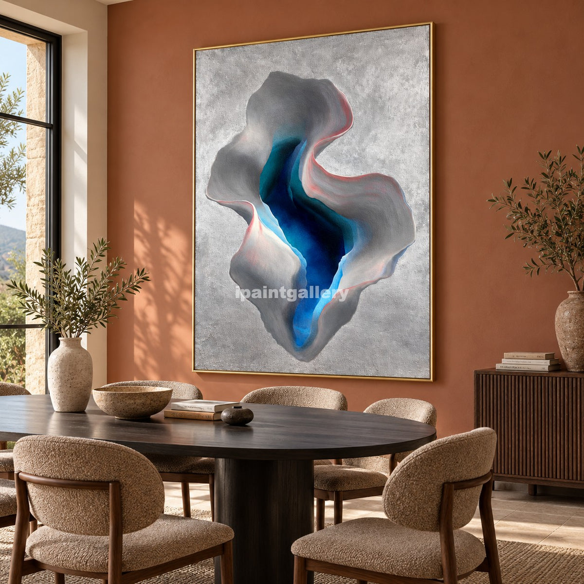 Azure Core – Blue Gray Organic Abstract Wall Art#LT5