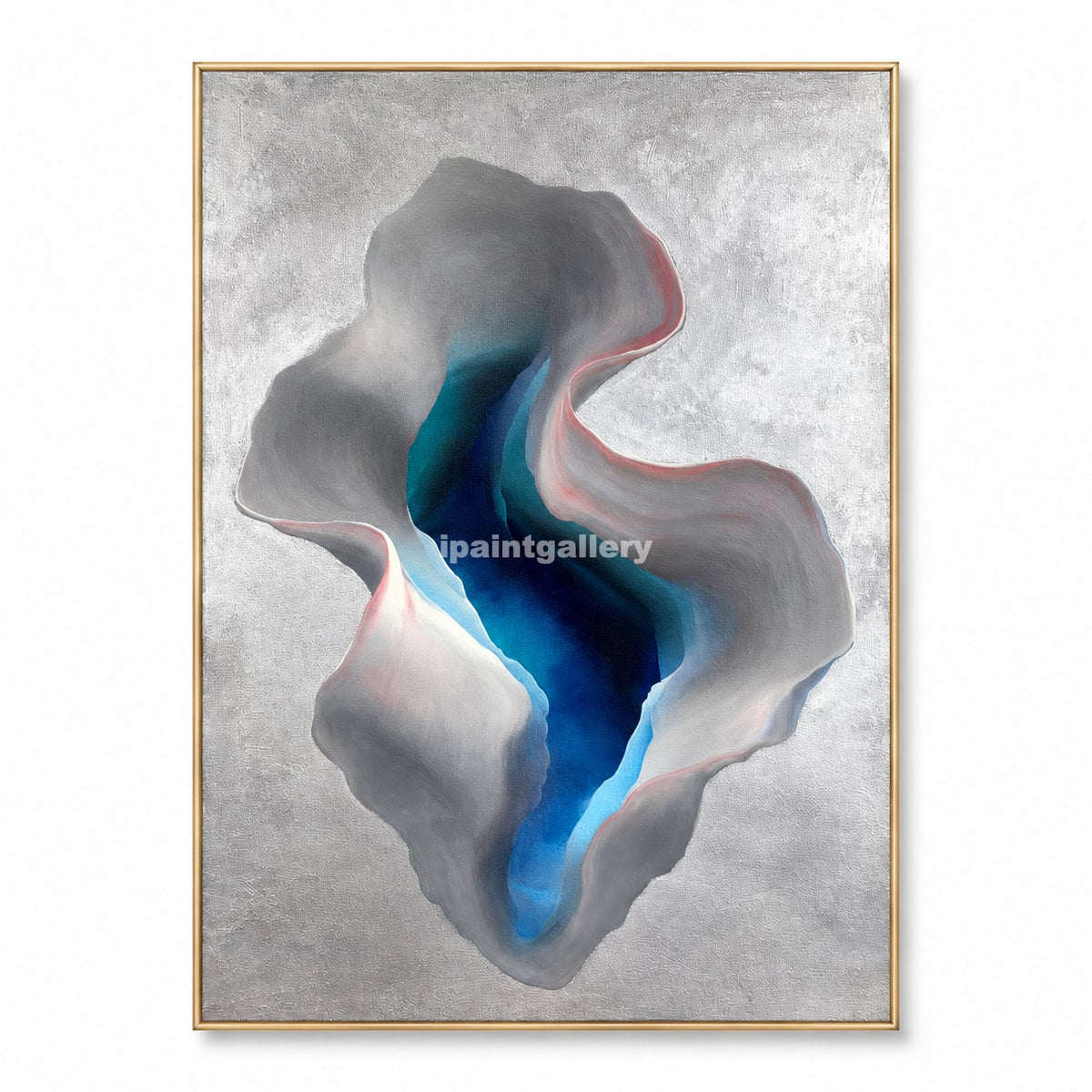 Azure Core – Blue Gray Organic Abstract Wall Art#LT5