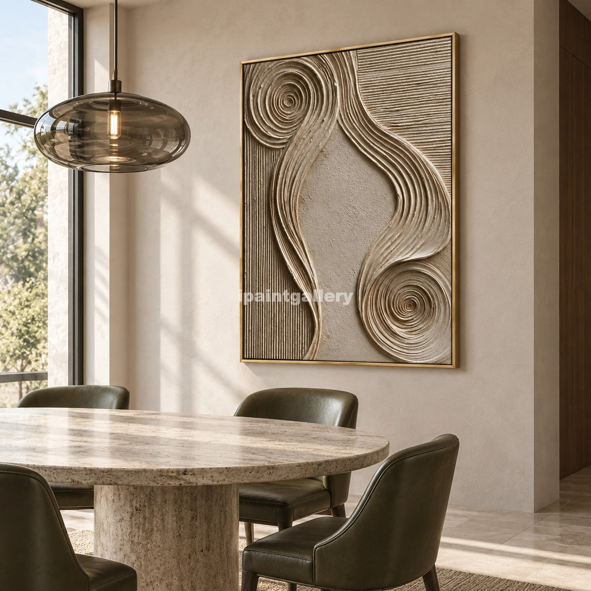 Infinite Lines – Champagne Beige Geometric Textured Wall Art#LT7