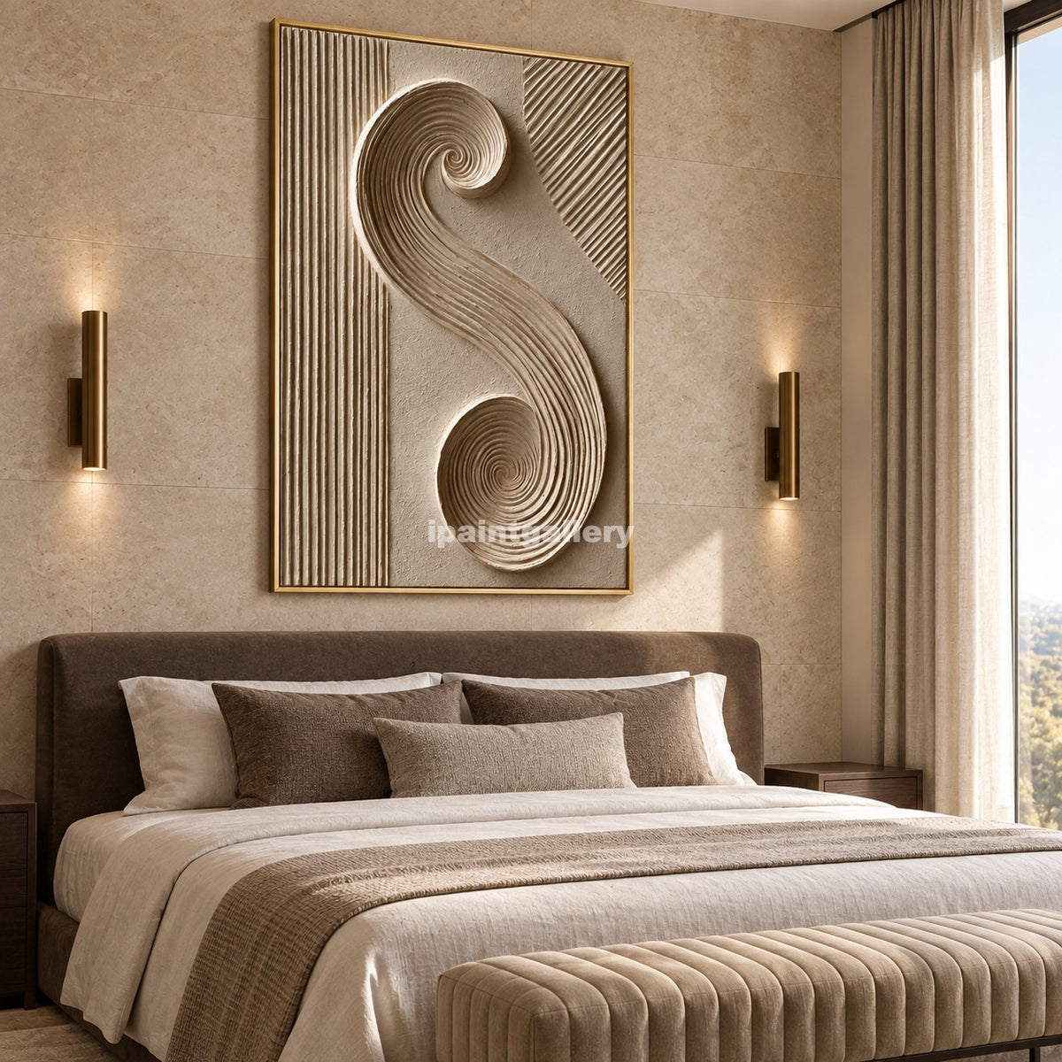 Balanced Spirals – Beige Sculptural Geometric Wall Art#LT8