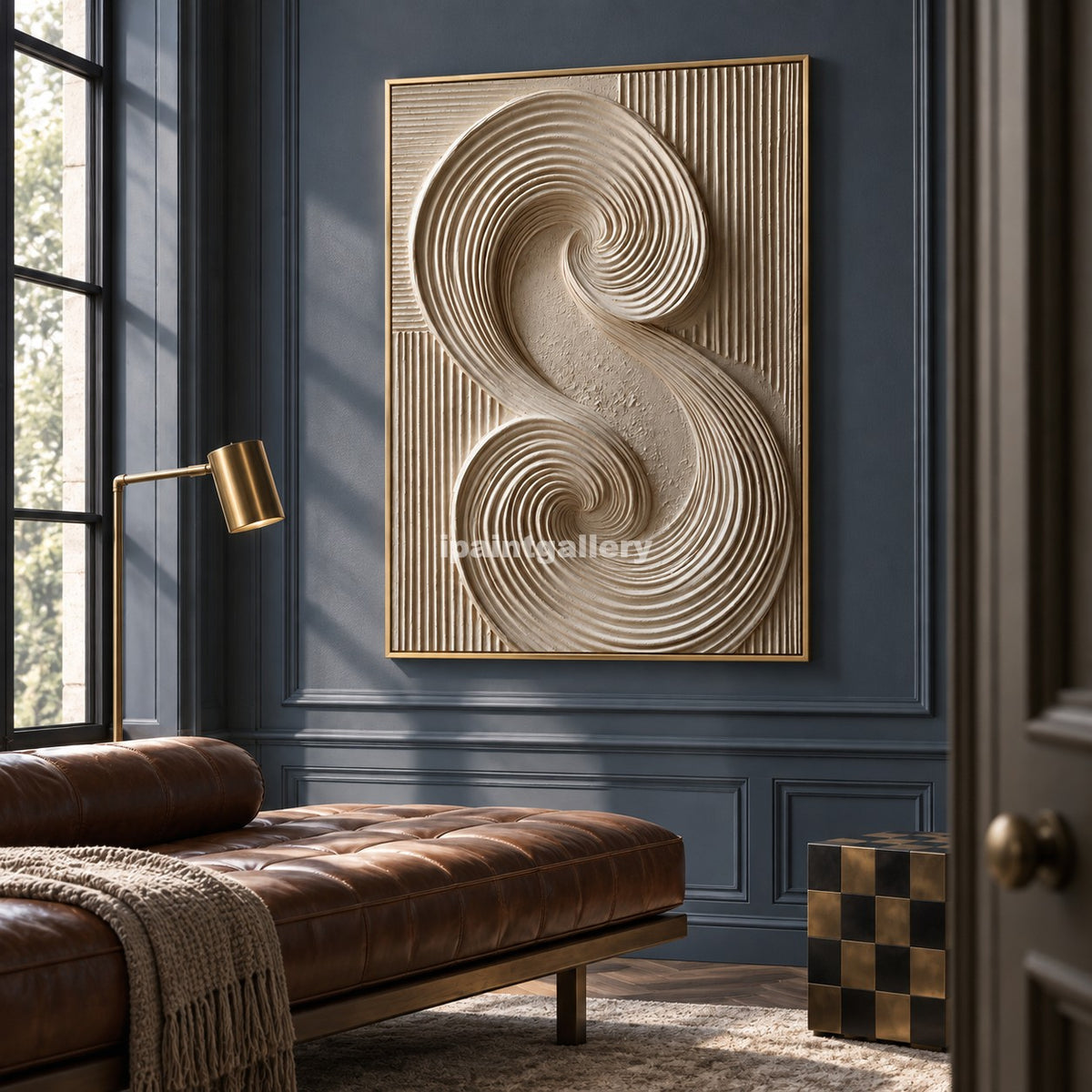 Continuum – Neutral Double Spiral Textured Wall Art#LT9