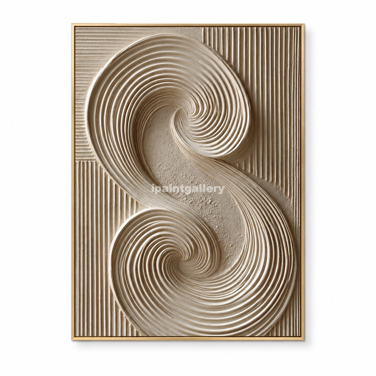 Continuum – Neutral Double Spiral Textured Wall Art#LT9