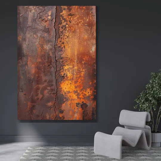 Fault Line – Rust Orange and Charcoal Textured Abstract Painting#ip0921011