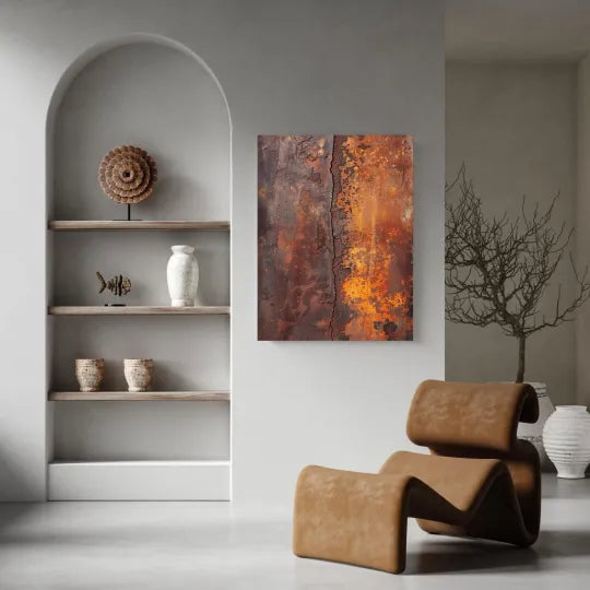 Fault Line – Rust Orange and Charcoal Textured Abstract Painting#ip0921011