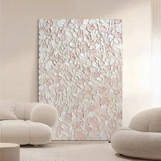 Soft Petals – Blush Pink and White Textured Abstract Painting#ip0921013