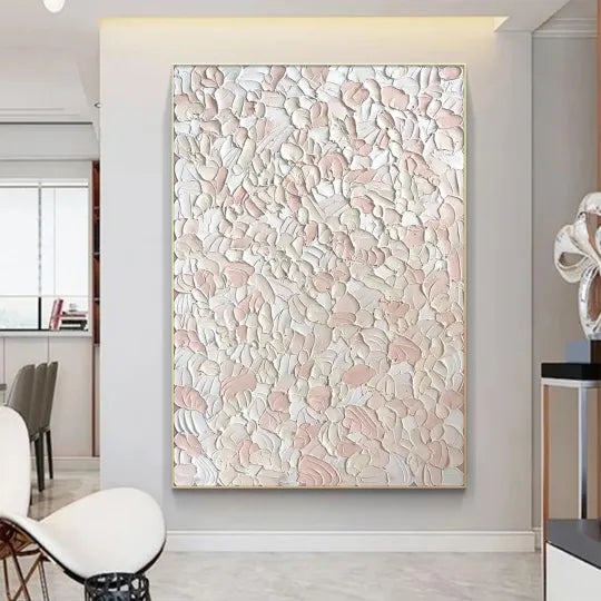 Soft Petals – Blush Pink and White Textured Abstract Painting#ip0921013