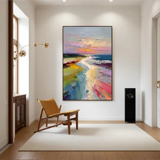 Coastal Daydream – Colorful Textured Beach Oil Painting#ip0921028