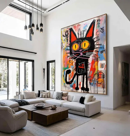 Midnight Mischief – Colorful Graffiti Black Cat Wall Art#ip0921033
