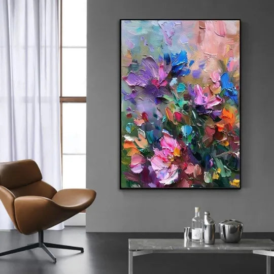 Garden in Motion – Colorful Impasto Floral Wall Art#ip0921037