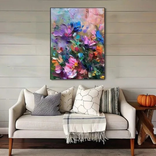 Garden in Motion – Colorful Impasto Floral Wall Art#ip0921037