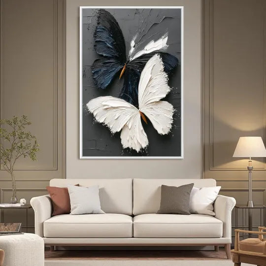 Contrasting Wings – Black and White Textured Butterfly Wall Art#ip0921042
