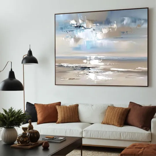 Quiet Tides – Neutral Blue Abstract Coastal Wall Art#ip0921043