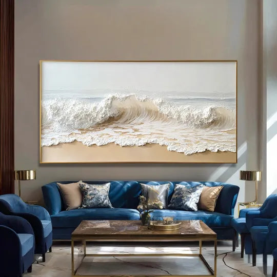 Ivory Tide – White Textured Ocean Wave Wall Art#ip0921044
