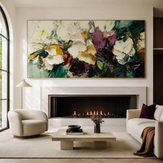 Emerald Garden – Colorful Impasto Abstract Floral Wall Art#ip0921047