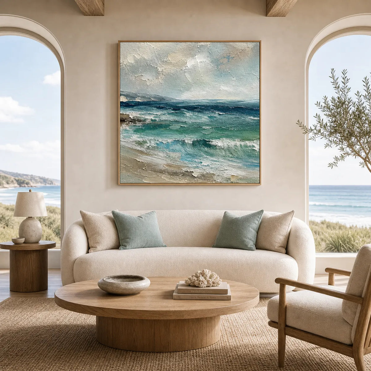 Sea Glass Tides – Turquoise Textured Ocean Wall Art#ip0921048