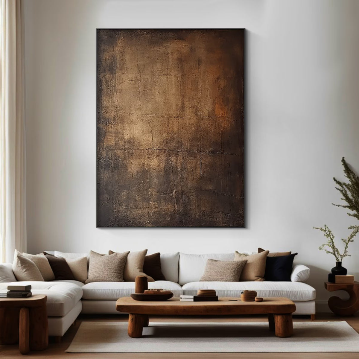 Burnished Silence – Brown and Bronze Textured Abstract Wall Art#ip0921078