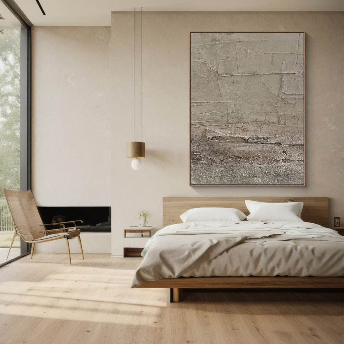 Quiet Strata – Neutral Beige Textured Abstract Wall Art#ip0921079
